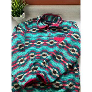 Patagonia Synchilla wild desert aztec teal snap t fleece womens size small